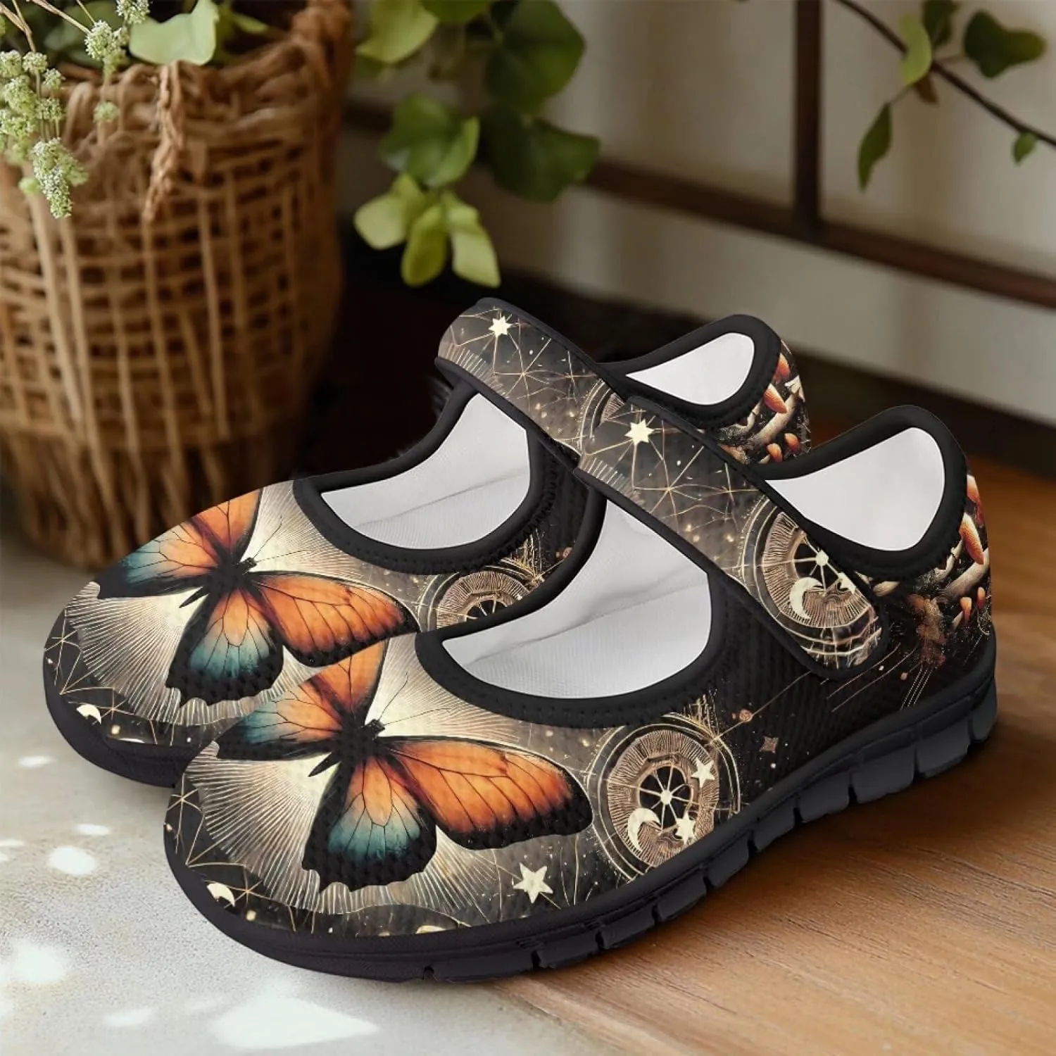 Binienty Women's Ankle Strap Mary Janes Round Toe Mesh Ballet Flats Memory Foam Walking Sneakers