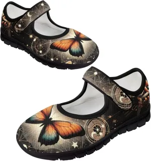 Binienty Women's Ankle Strap Mary Janes Round Toe Mesh Ballet Flats Memory Foam Walking Sneakers