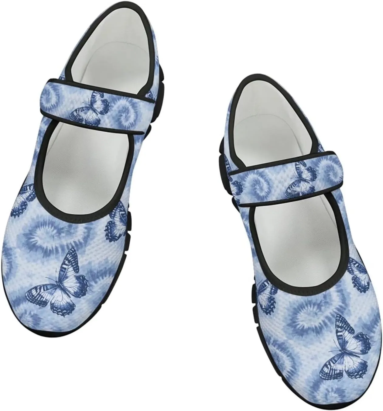 Binienty Women's Ankle Strap Mary Janes Round Toe Mesh Ballet Flats Memory Foam Walking Sneakers