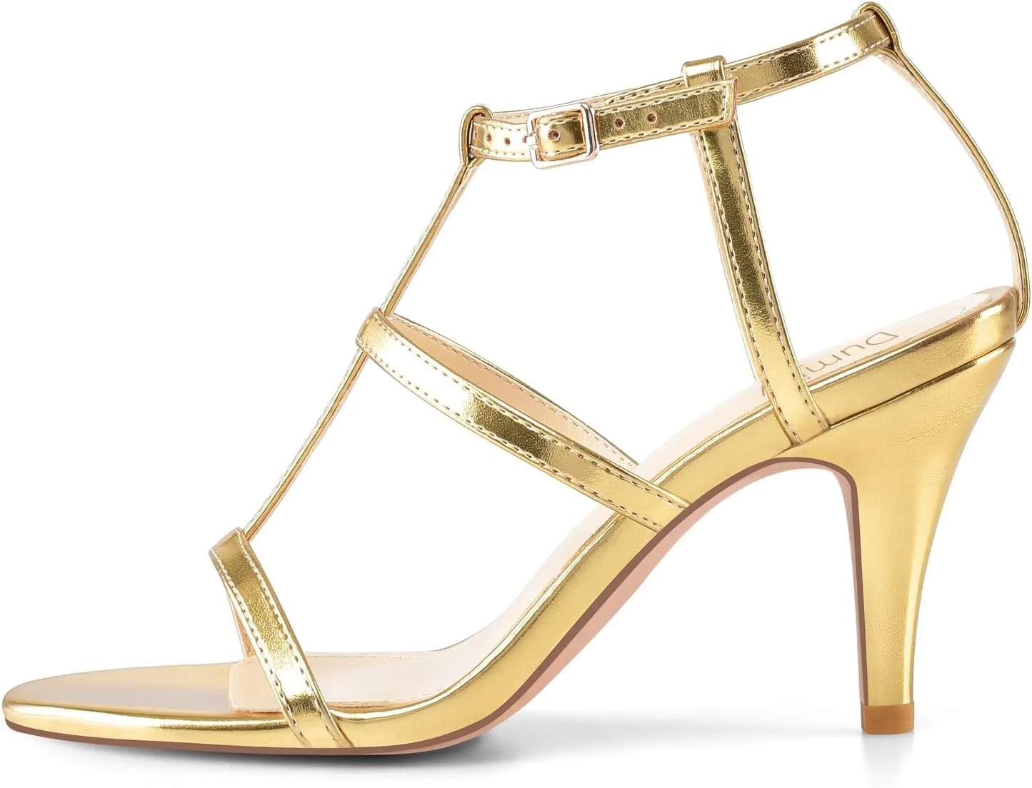 Black Heels, Strappy Heel Sandals, T-strap Heels for Women Open Toe High Heeled Gladiator Dressy Shoes