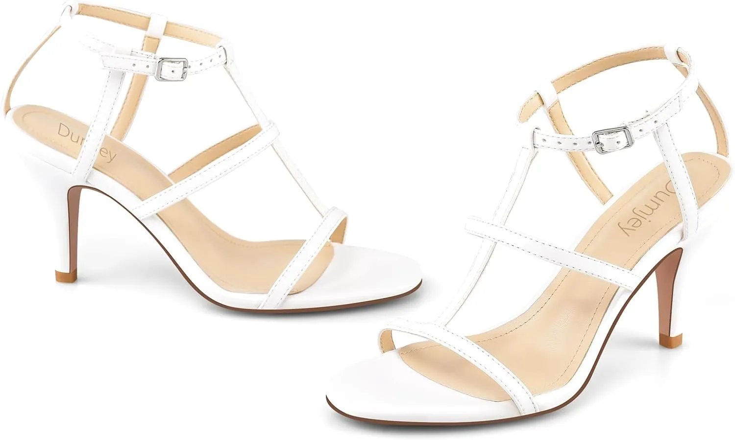 Black Heels, Strappy Heel Sandals, T-strap Heels for Women Open Toe High Heeled Gladiator Dressy Shoes