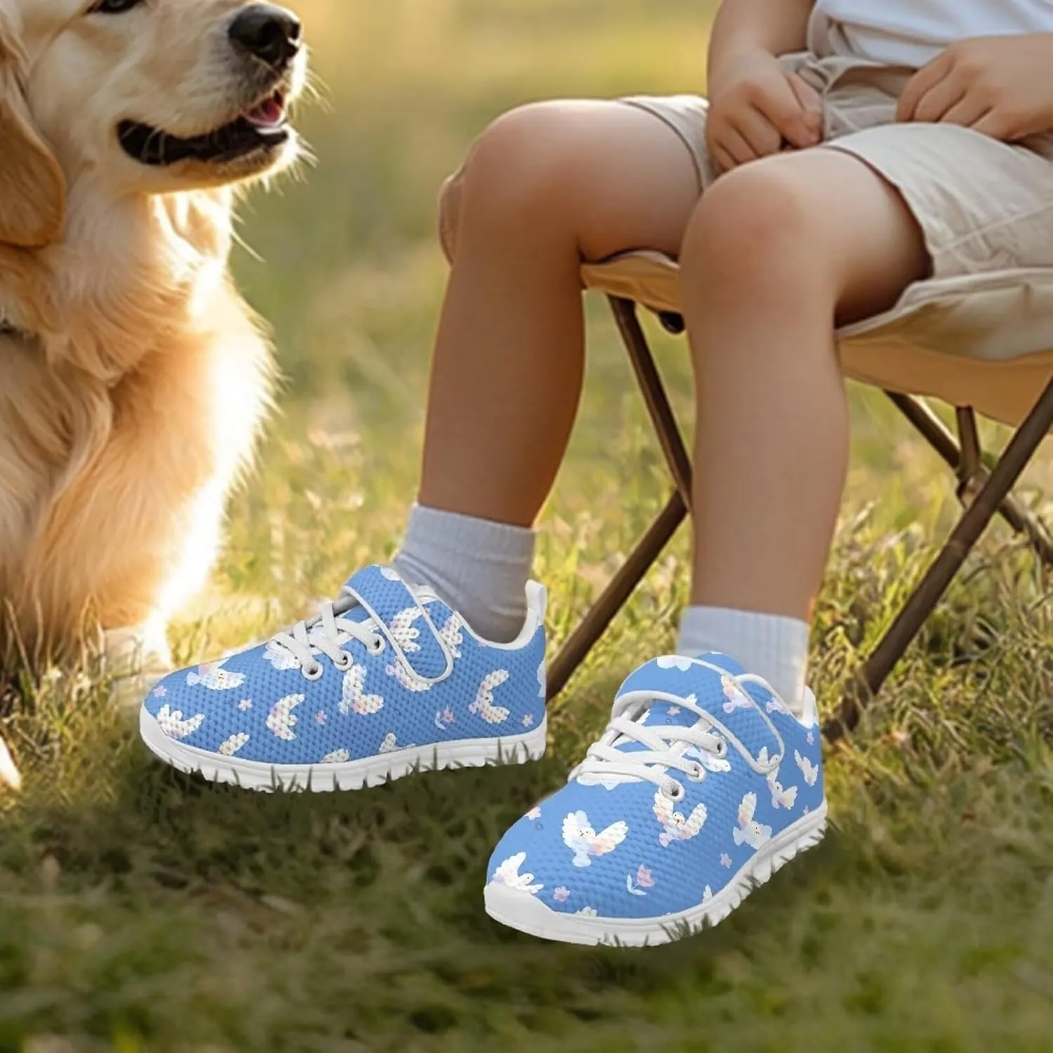 Boys Girls Single Buckle Sneakers,Lightweight Spring Outdoor Sports Shoes,Children Anti-Skid Mesh Cycling Sneaker