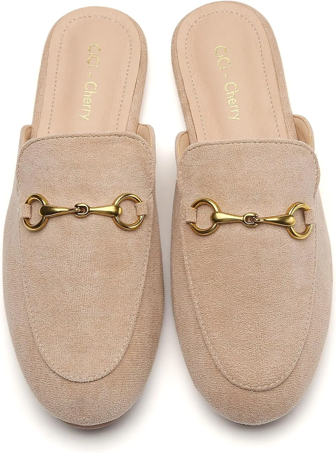 Buckle Mules for Women Work Flats Round Toe Business Backless Loafers Metal Décor Slip on