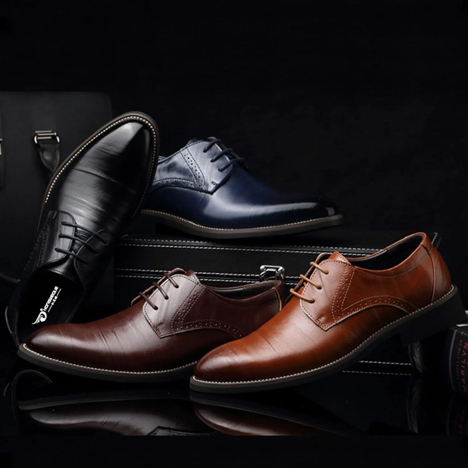 Business Tuxedo Shoes for Men Lace Up Pointed Toe Wedding Oxfords Shoes Fashion Retro Modern Formal Prom Dress Shoes