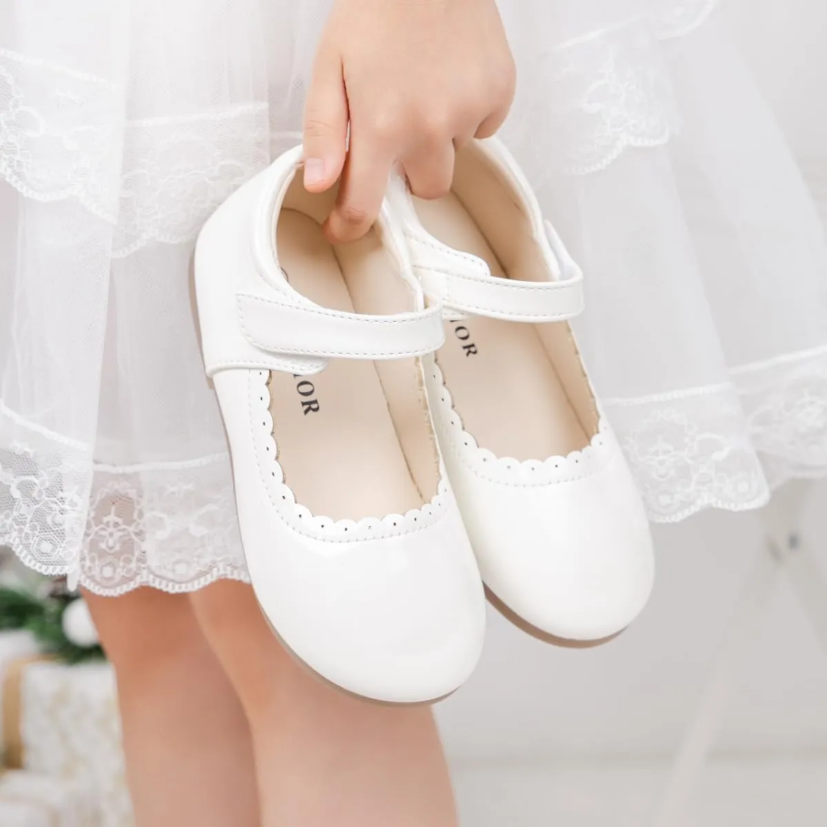 CENCIRILY Toddler Little Girls Flower Dress Shoes Mary Jane Ballet Flats Easter Party School Princess Wedding Shoes
