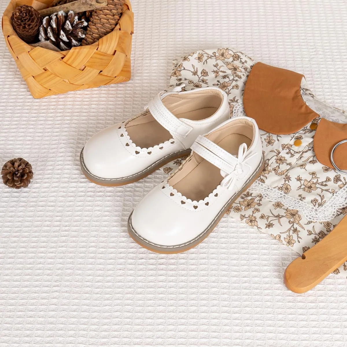 CENCIRILY Toddler Little Girls Flower Dress Shoes Mary Jane Ballet Flats Easter Party School Princess Wedding Shoes