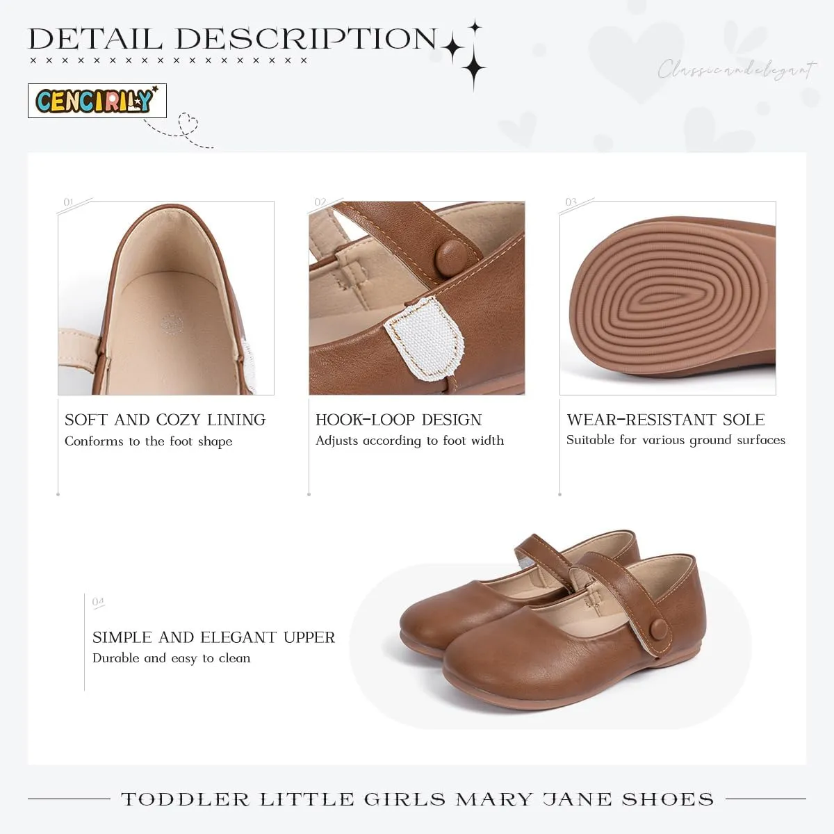 CENCIRILY Toddler Little Girls Flower Dress Shoes Mary Jane Ballet Flats Easter Party School Princess Wedding Shoes