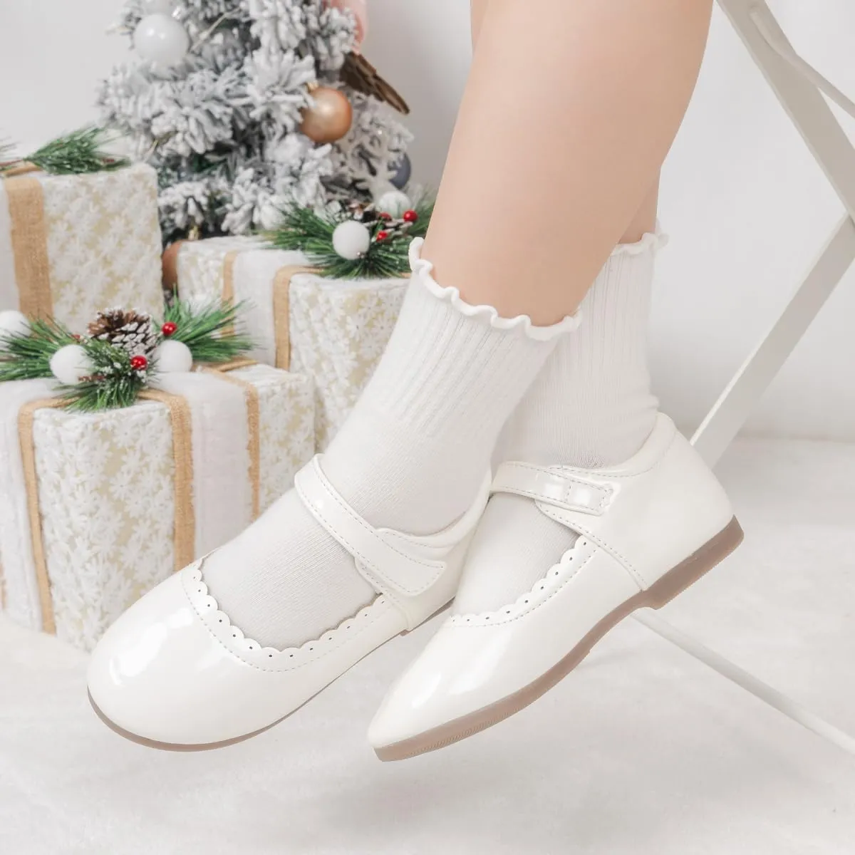 CENCIRILY Toddler Little Girls Flower Dress Shoes Mary Jane Ballet Flats Easter Party School Princess Wedding Shoes