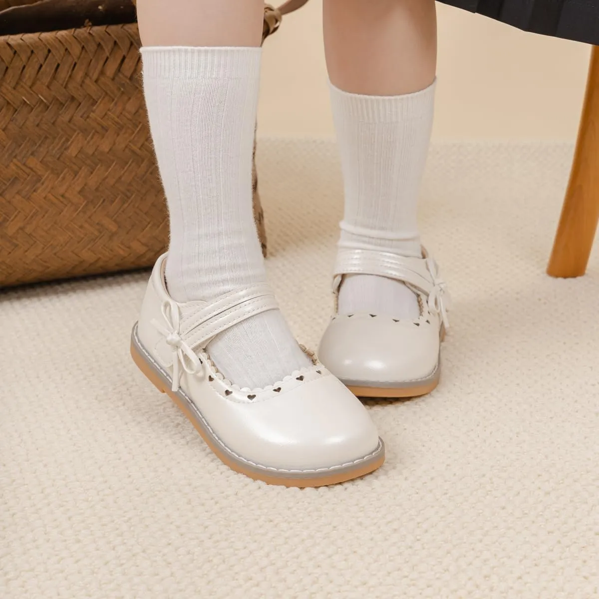 CENCIRILY Toddler Little Girls Flower Dress Shoes Mary Jane Ballet Flats Easter Party School Princess Wedding Shoes