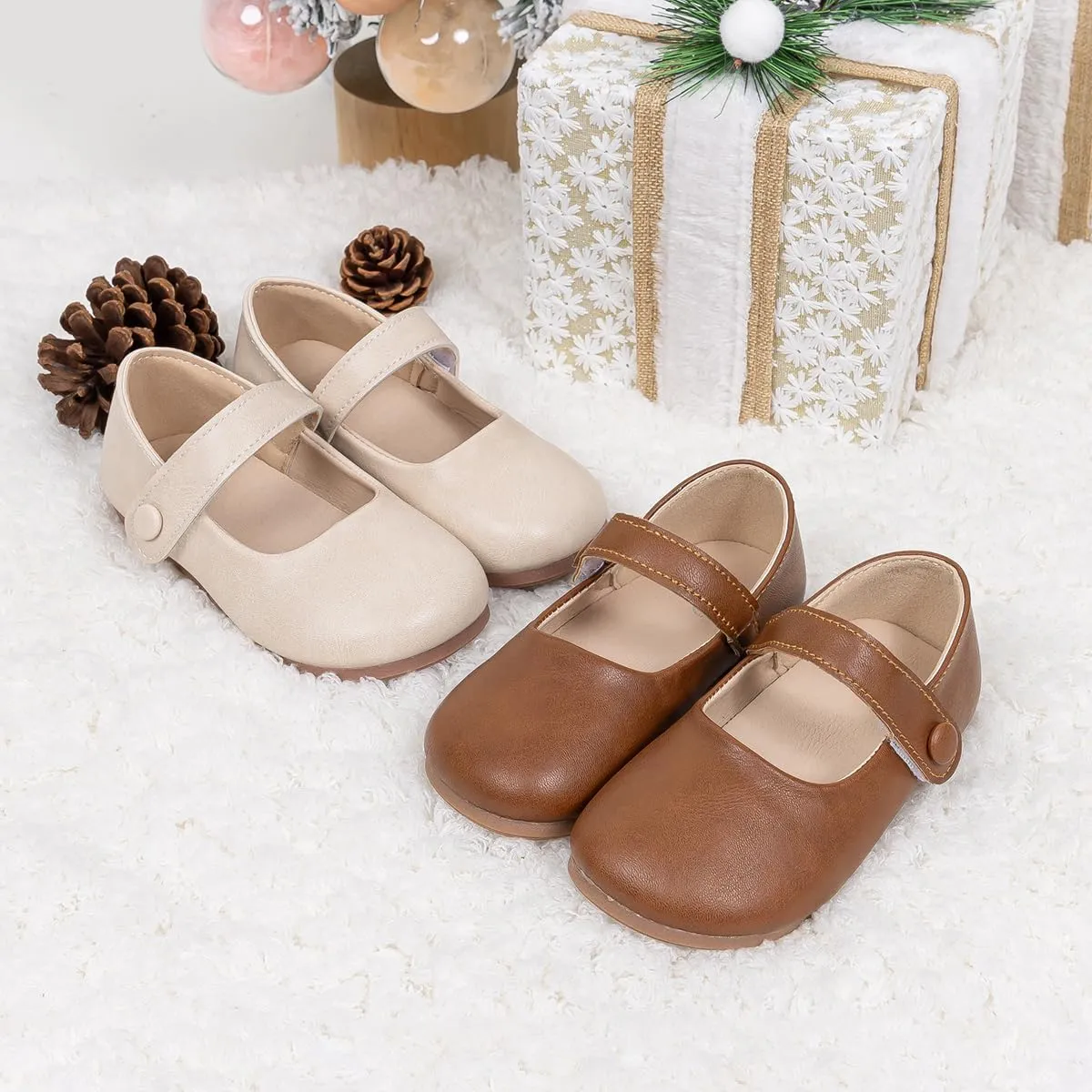 CENCIRILY Toddler Little Girls Flower Dress Shoes Mary Jane Ballet Flats Easter Party School Princess Wedding Shoes