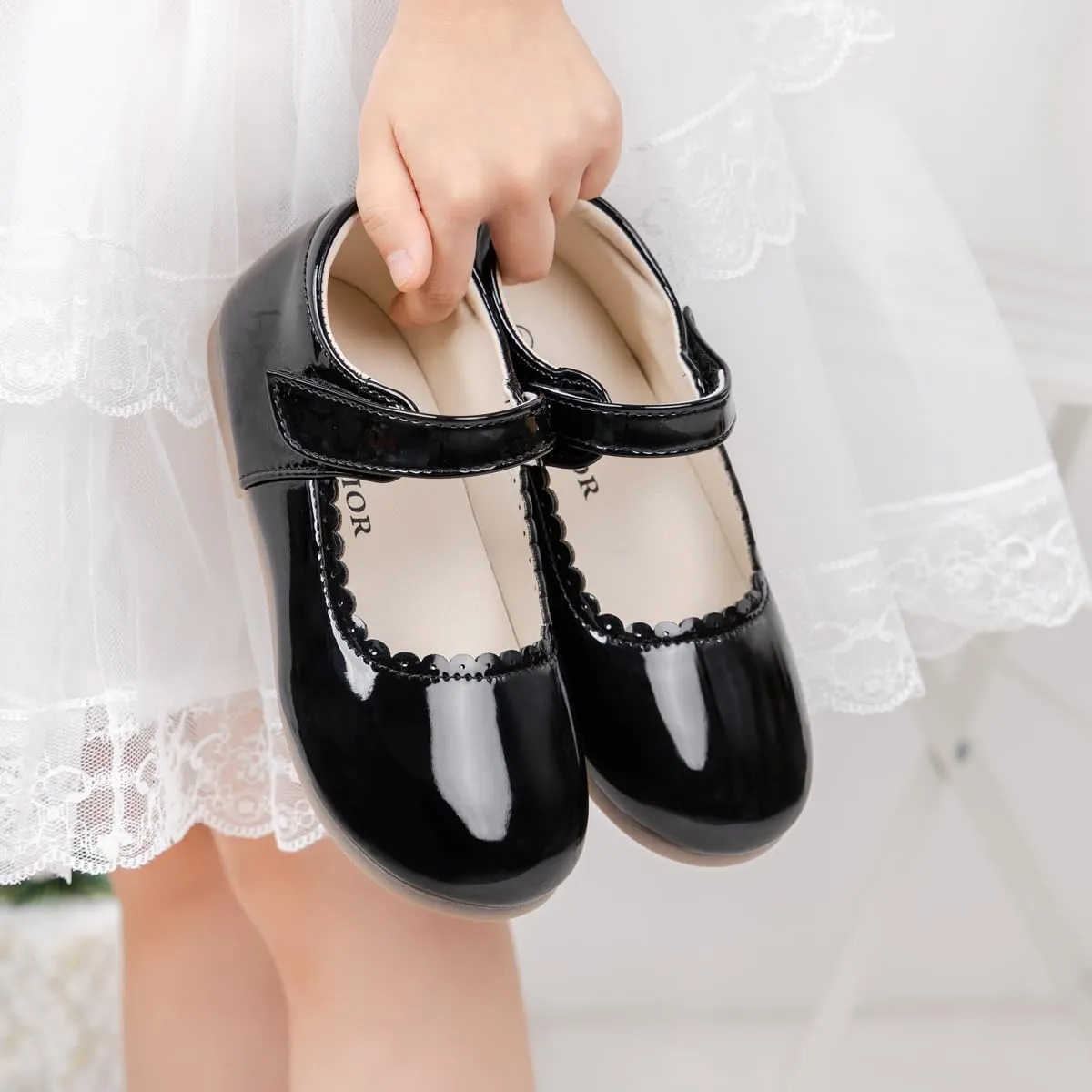 CENCIRILY Toddler Little Girls Flower Dress Shoes Mary Jane Ballet Flats Easter Party School Princess Wedding Shoes
