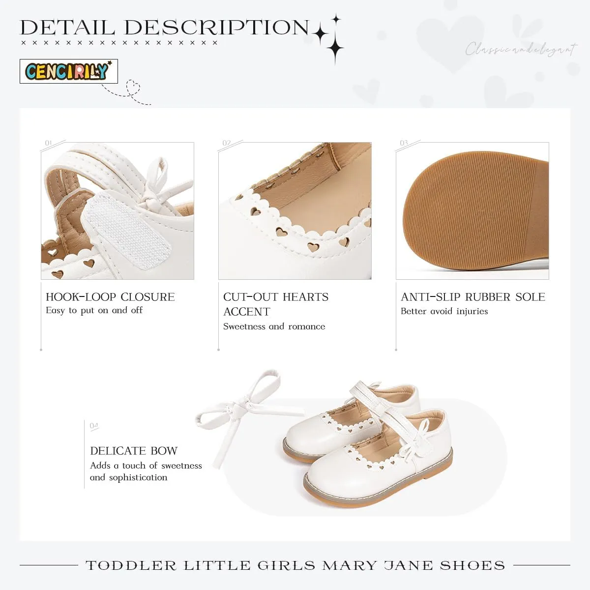 CENCIRILY Toddler Little Girls Flower Dress Shoes Mary Jane Ballet Flats Easter Party School Princess Wedding Shoes
