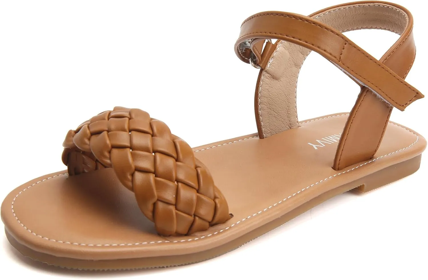 Charmivy Girls Sandals Braided Upper Flat Dress Sandals Round Open Toe Summer Shoes Little Kid/Big Kid