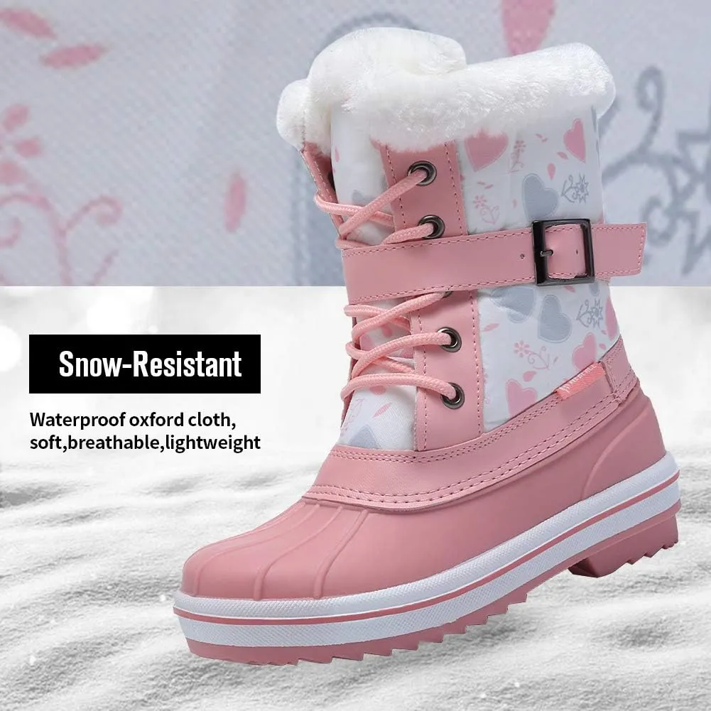 CIOR Kids Snow Boots Girls Boys Outdoor Boots Waterproof for Toddler Warm Boots with Fur Lined (Toddler/Little Kids)