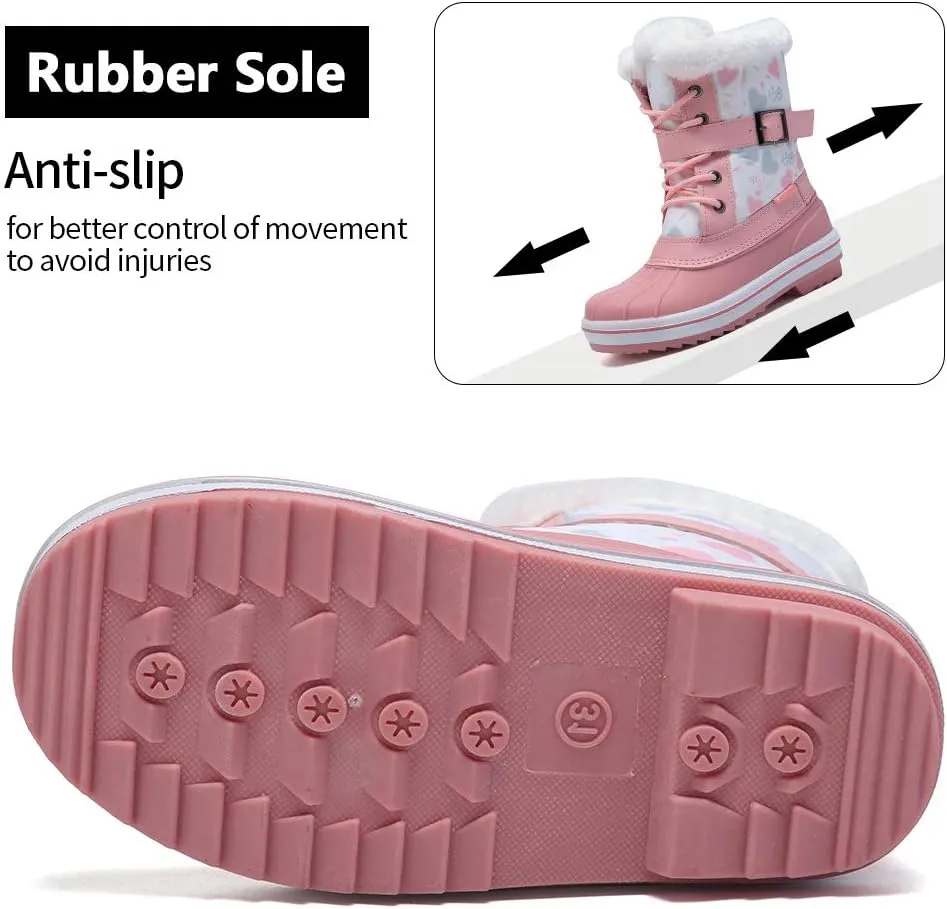CIOR Kids Snow Boots Girls Boys Outdoor Boots Waterproof for Toddler Warm Boots with Fur Lined (Toddler/Little Kids)