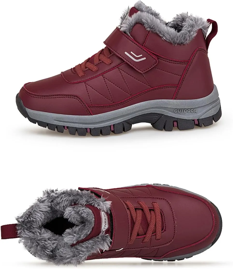 Cliont Men's Winter Snow Boots Women's Snow Boots Mens Winter Shoes Slip On Snow Boots Outdoor Warm Ankle Boots