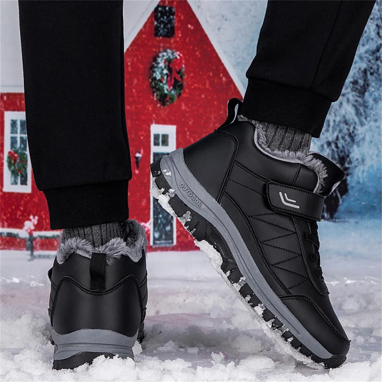 Cliont Men's Winter Snow Boots Women's Snow Boots Mens Winter Shoes Slip On Snow Boots Outdoor Warm Ankle Boots