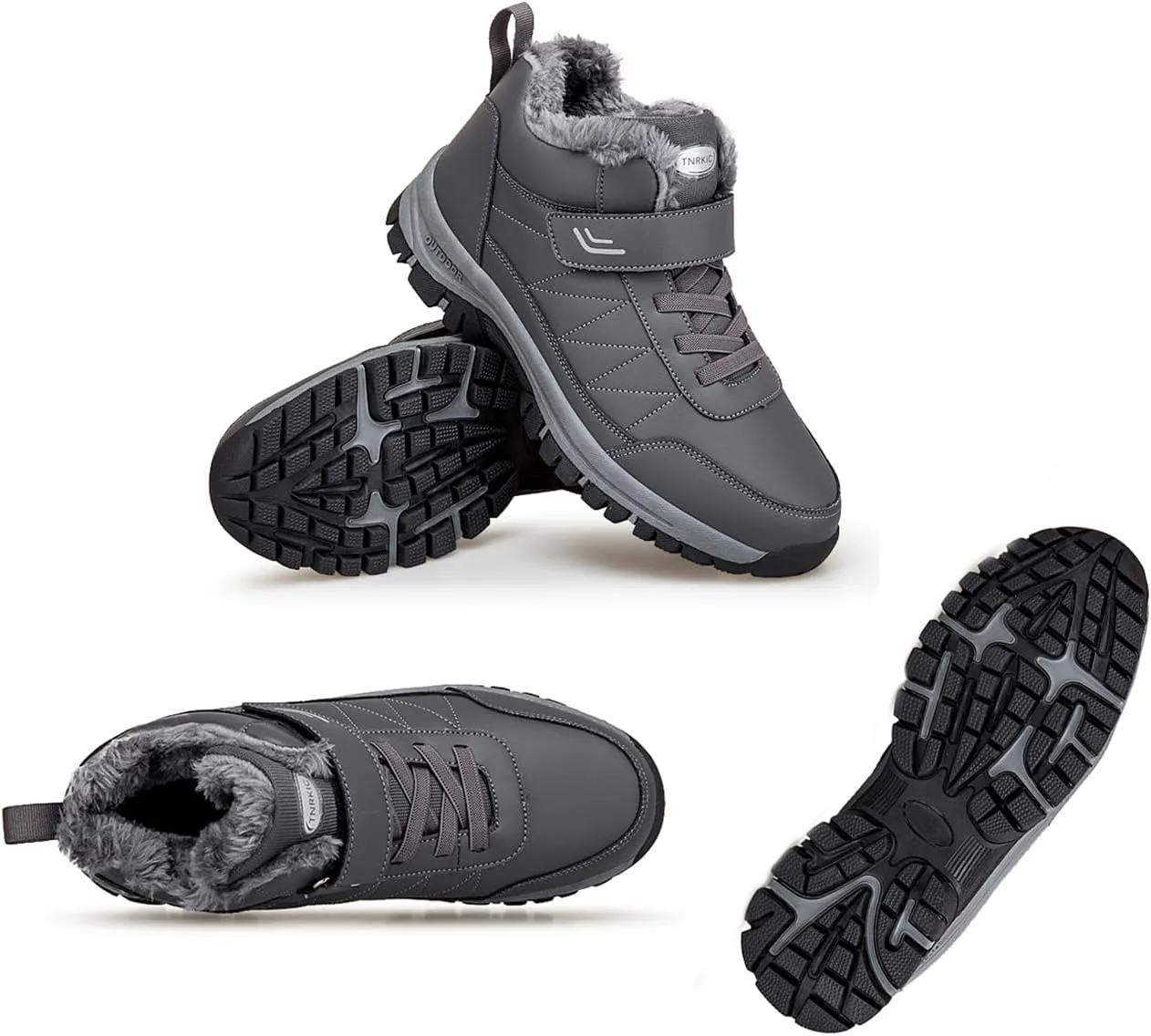 Cliont Men's Winter Snow Boots Women's Snow Boots Mens Winter Shoes Slip On Snow Boots Outdoor Warm Ankle Boots