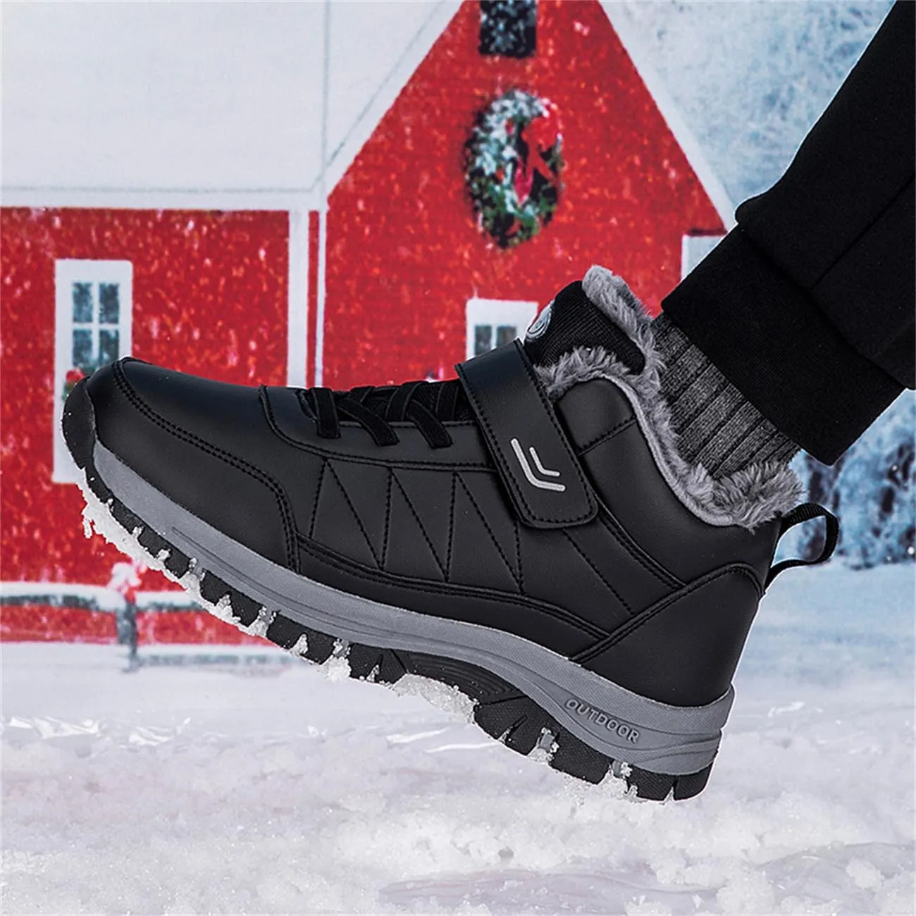 Cliont Men's Winter Snow Boots Women's Snow Boots Mens Winter Shoes Slip On Snow Boots Outdoor Warm Ankle Boots