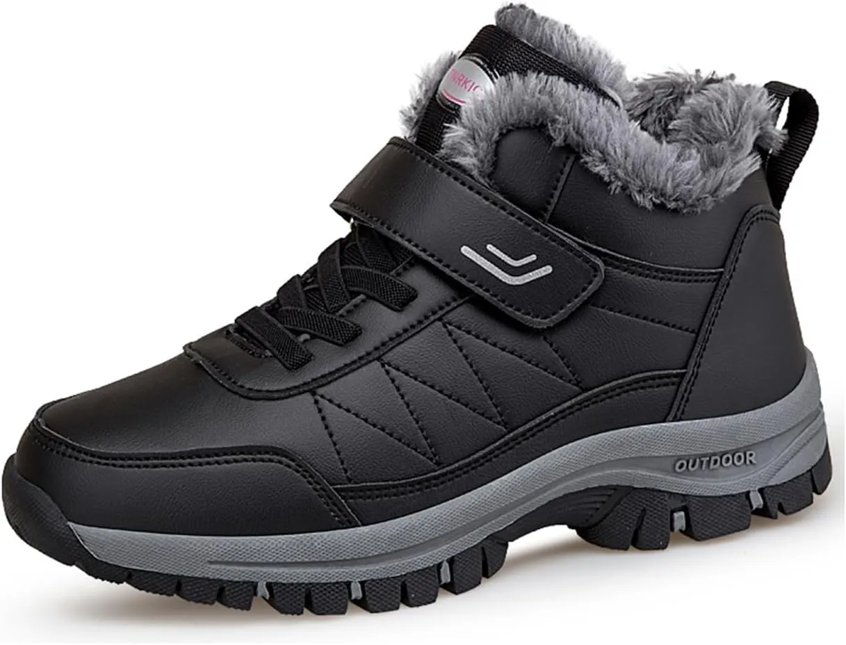 Cliont Men's Winter Snow Boots Women's Snow Boots Mens Winter Shoes Slip On Snow Boots Outdoor Warm Ankle Boots
