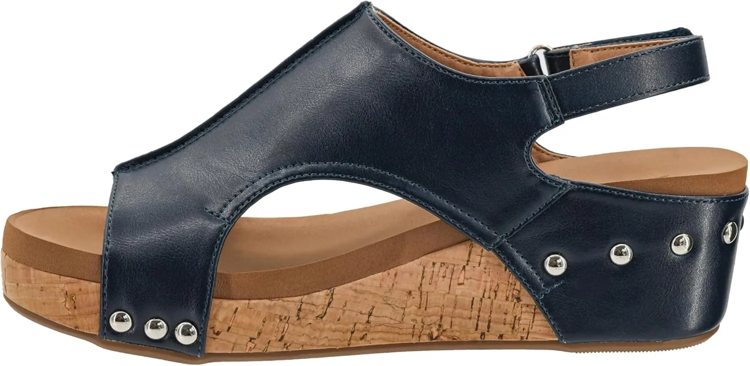 Corkys Footwear Women's Volta II Wedge Sandal - 2 Inch Cushioned Wedge, Hook & Loop Closure for Comfort & Style, Perfect for Casual & Dressy Outfits, All Day Wear