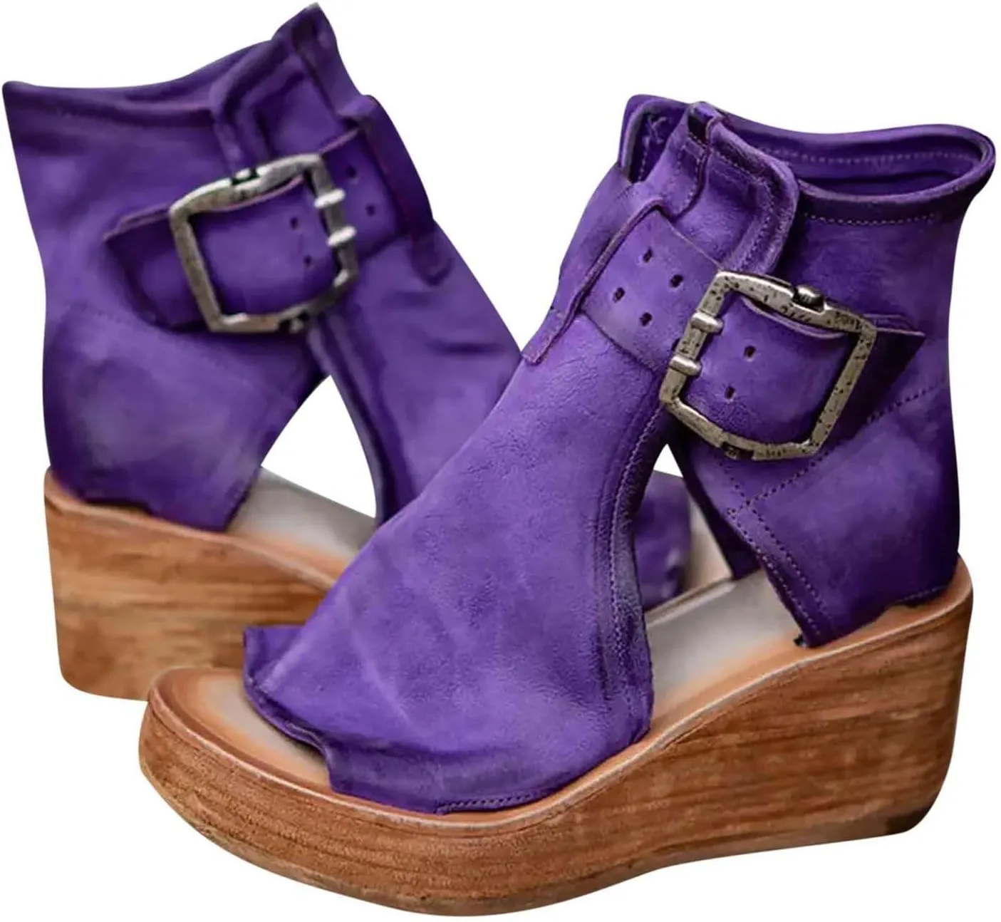 ctdiral Women's Fashion Roman Sandals Chunky Thick Bottom Open Toe Wedge Shoes, Adjustable Buckle High Top Combat Sandal for Girl