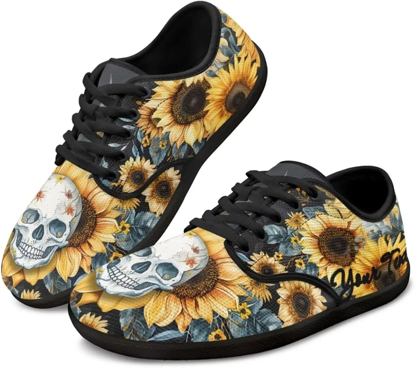 Customized Skull Walking Barefoot Shoes Slip On Business Flats Work Loafers Sneakers for Women Men