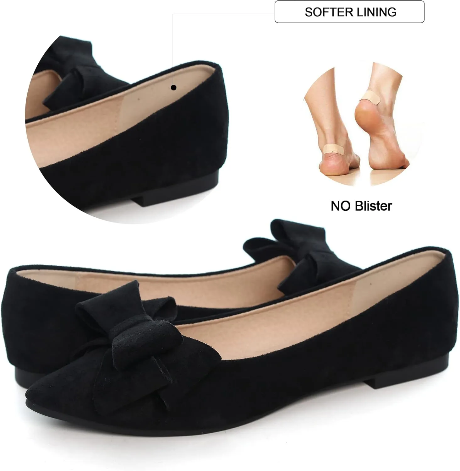 Dear Time Women's Casual Flats Bowknot Pointed Toe Ballet Flats Dressy Bridal Shoes Slip Ons Loafers for Women Comfortable Shoes