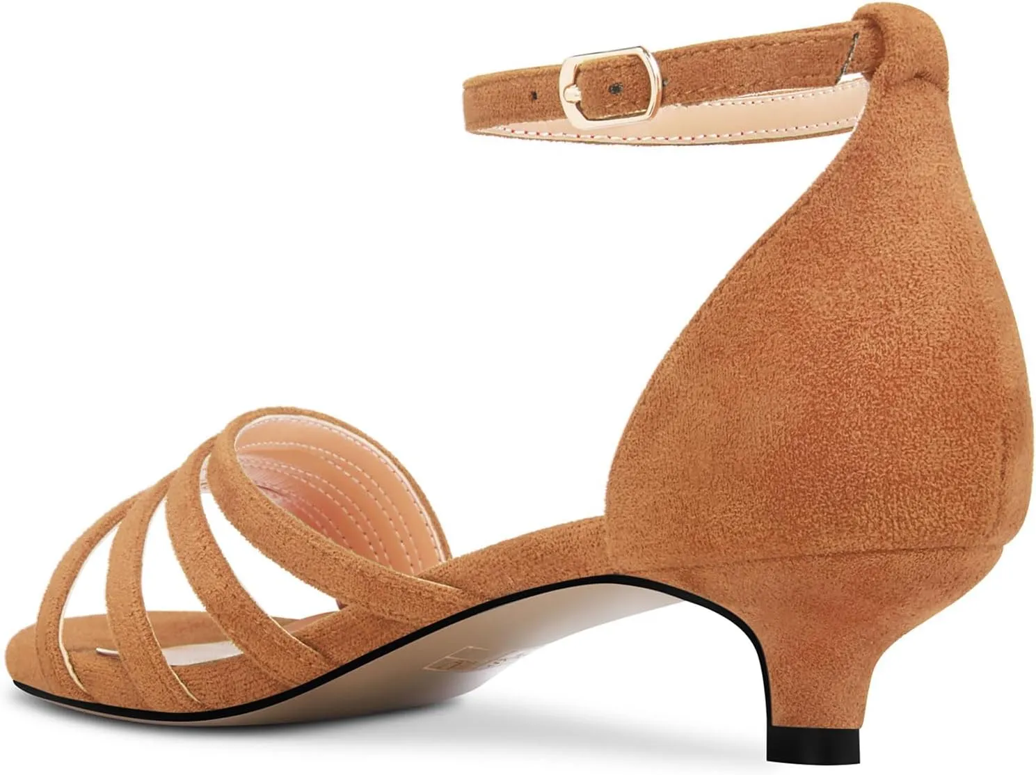 DearOnly Womens Kitten Heel Open Toe Buckle Sandals Basic Classic Ankle Strap Office Casual Prom Summer Shoes 1.4 Inches Heels