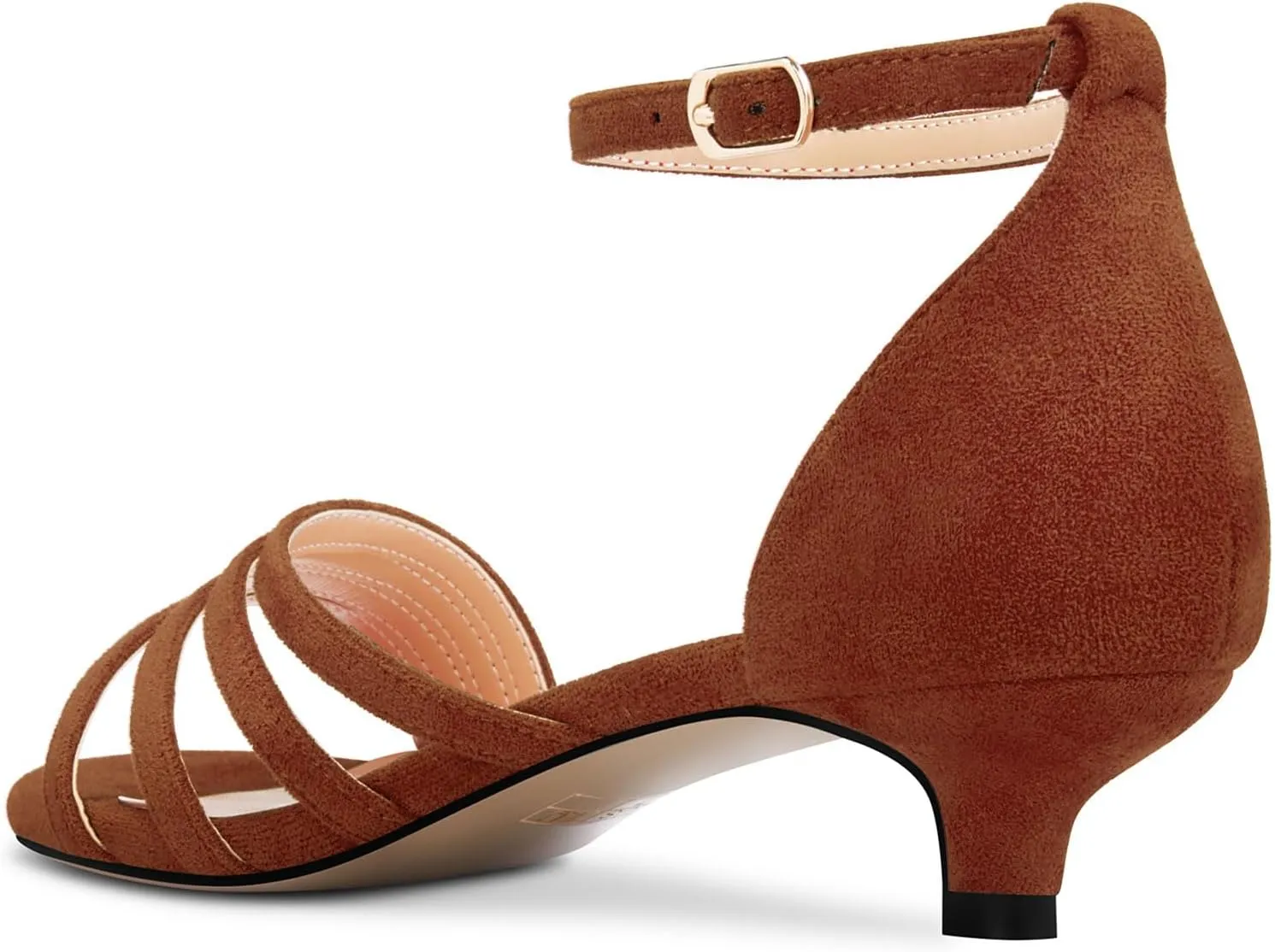 DearOnly Womens Kitten Heel Open Toe Buckle Sandals Basic Classic Ankle Strap Office Casual Prom Summer Shoes 1.4 Inches Heels