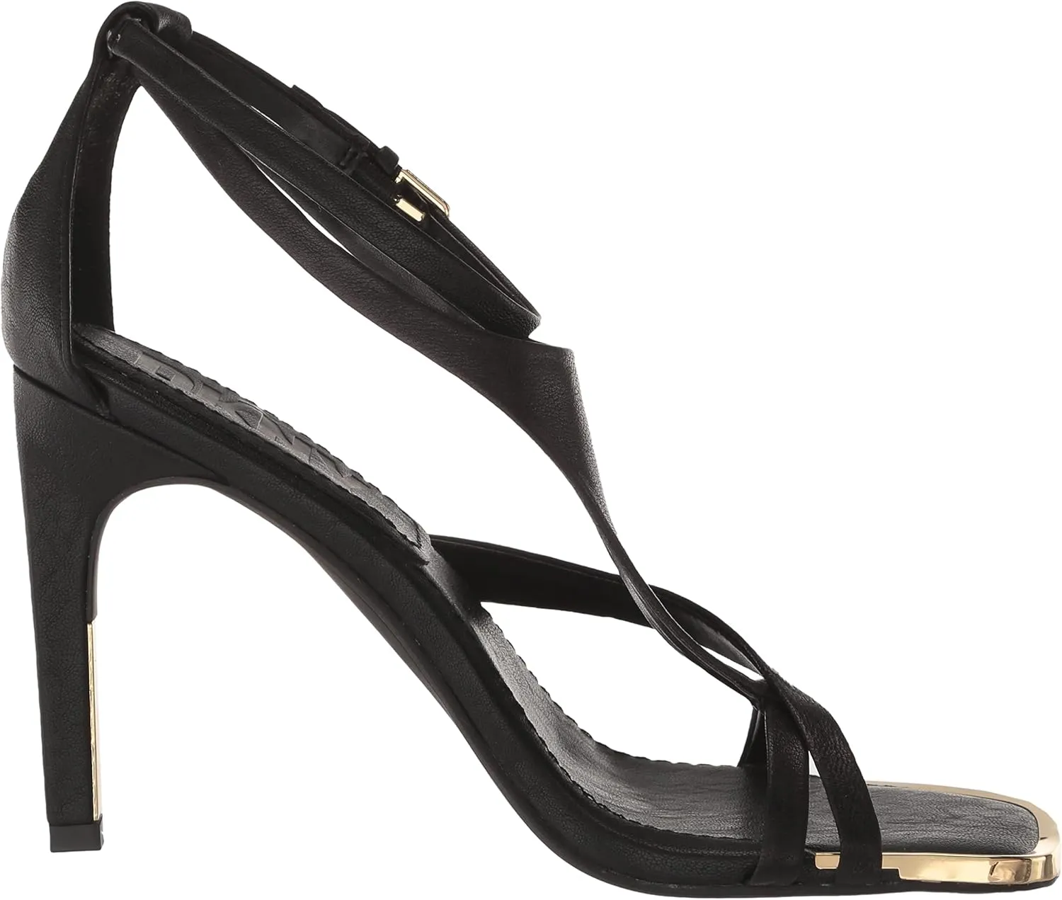 DKNY Women's Strappy Open Toe with Metallic Heel Heeled Sandal