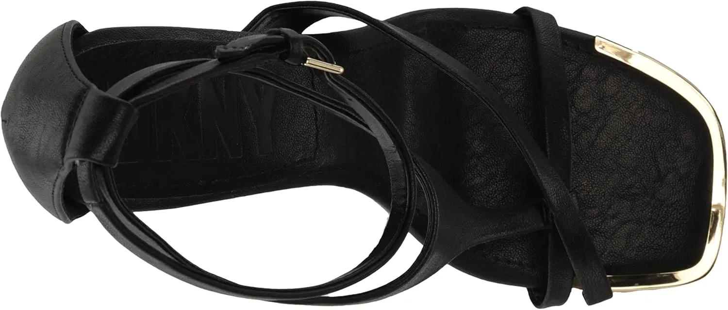 DKNY Women's Strappy Open Toe with Metallic Heel Heeled Sandal