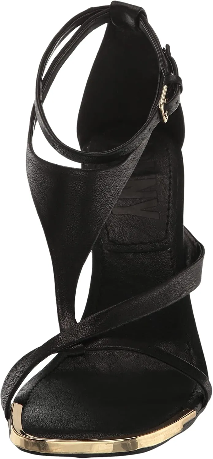 DKNY Women's Strappy Open Toe with Metallic Heel Heeled Sandal
