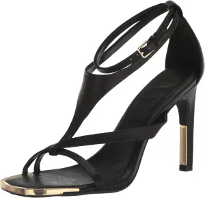 DKNY Women's Strappy Open Toe with Metallic Heel Heeled Sandal