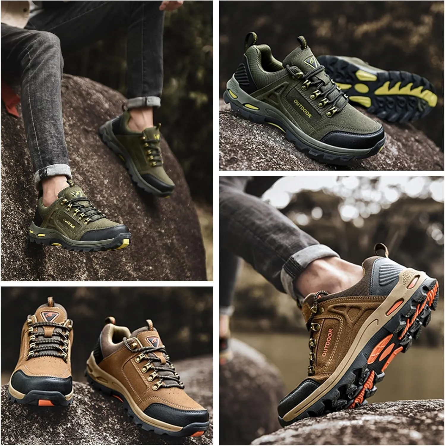 Duddle Orthopedic Shoes for Men, Duddle Orthopedic Shoes, Men's Comfortable Non Slip Waterproof Breathable Orthopedic Sneaker for Outdoor Hiking(Khaki,US 9-9.5)