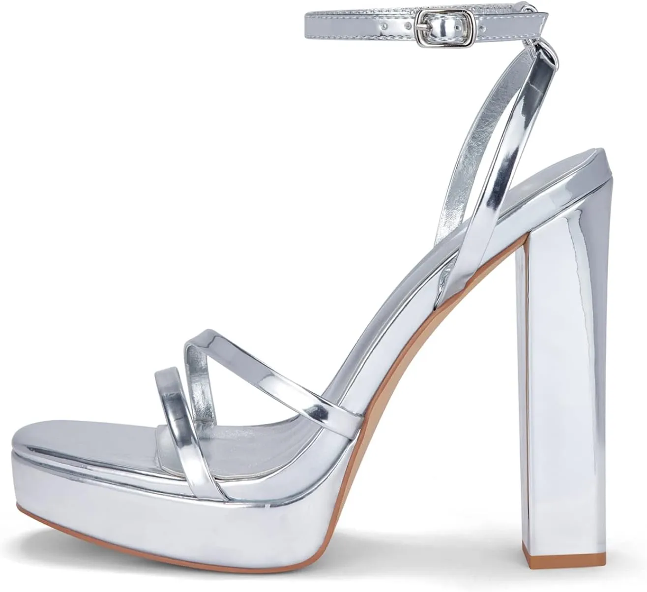 Elisabet Tang Women's Platform Heeled Sandals,5 inch Chunky Heels Platform Ankle Strap Block High Heels Sandals Sexy Open Toe Strappy Sandals Shoes
