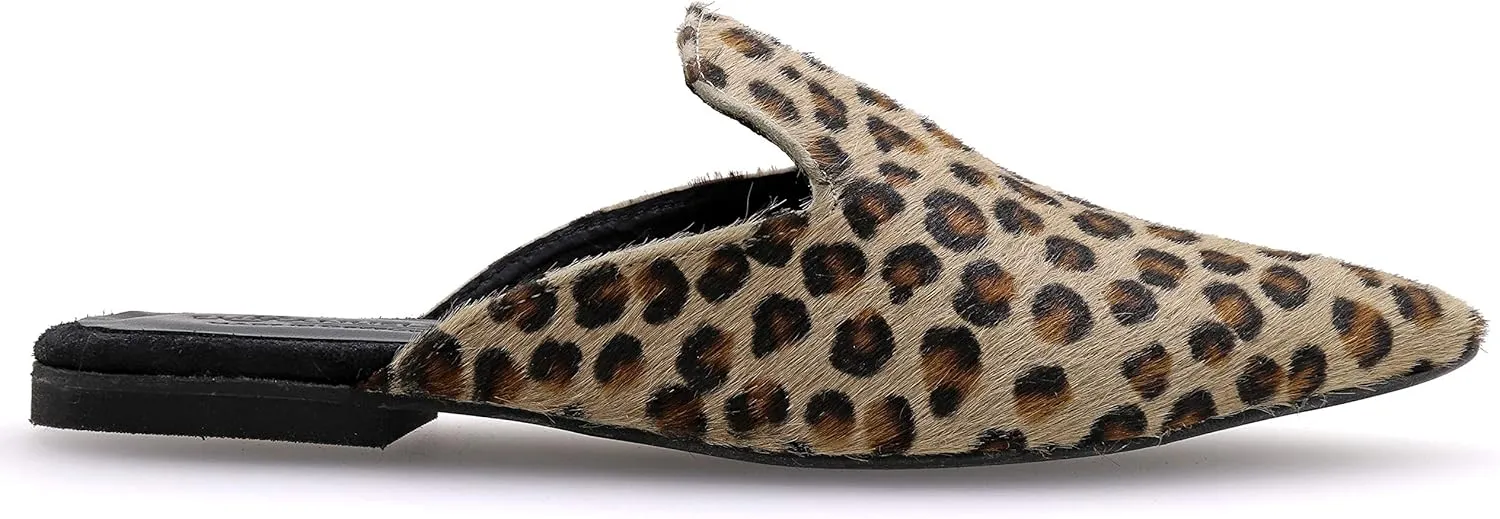 Emmanuela Leather Pointy Mules, Quality Flat Slide on Loafers, Comfortable Slip on Summer Shoes for Women, Leather Slider Moccasins in Leopard, Beige, Black Slip on Moroccan Style