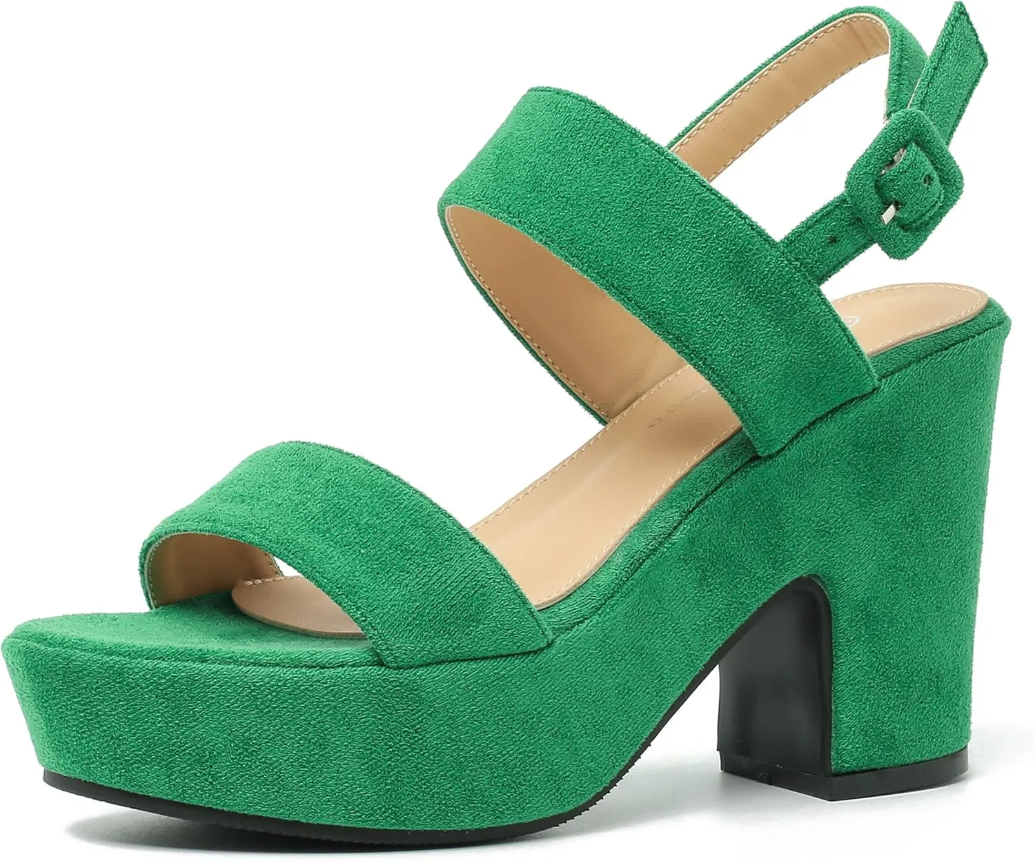Enelauge Women's Platform Heels Sandals Block Chunky High Heeled Suede Wedges Sandal Open toe Ankle Strap Wedding Party Dress Pumps