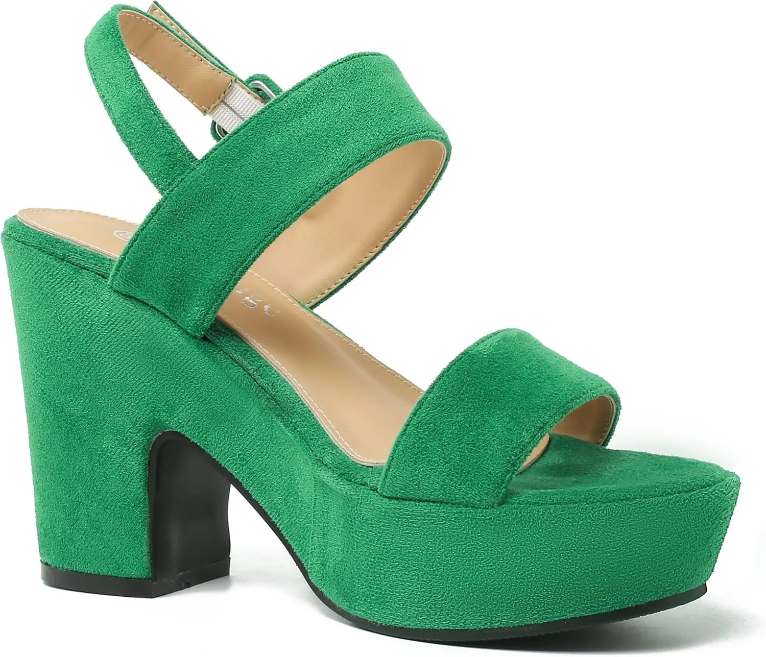 Enelauge Women's Platform Heels Sandals Block Chunky High Heeled Suede Wedges Sandal Open toe Ankle Strap Wedding Party Dress Pumps
