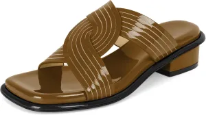 Esvowido Women Low Heel Sandals Square Open Toe Block Chunky Heel Slip On Mules Summer Casual Beach Vacation 1.25 Inch Shoes