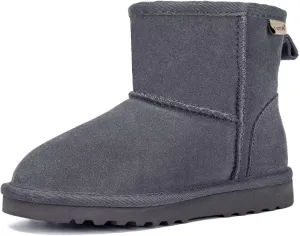 FANTURE Kids Snow Boots Boys Girls Winter Boots Cow Suede Warm Faux Fur Lined Durable Shoes(Little Kid/Big Kid)