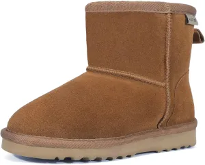 FANTURE Kids Snow Boots Boys Girls Winter Boots Cow Suede Warm Faux Fur Lined Durable Shoes(Little Kid/Big Kid)