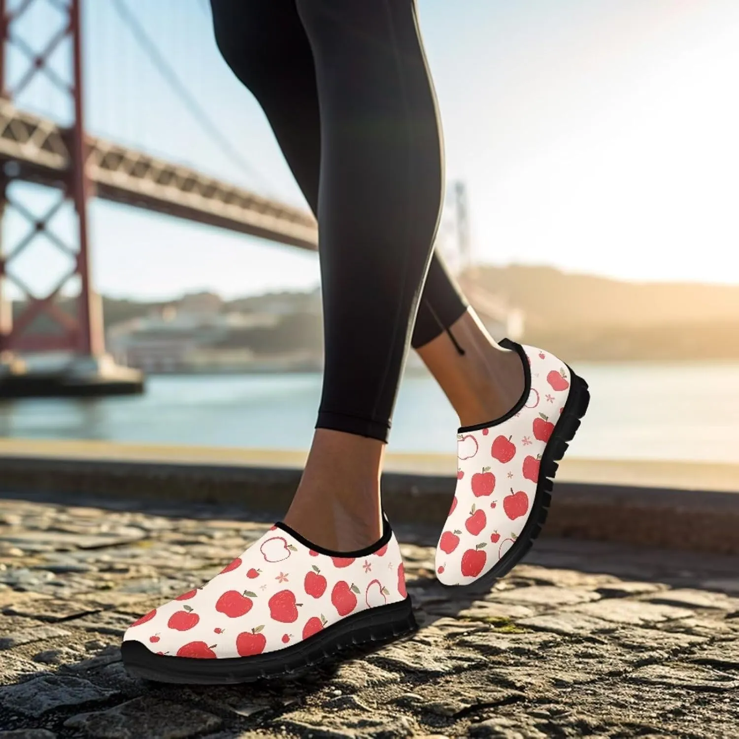 Fashion Walking Shoes for Woman Girls Comfortable Slip On Casual Shoe Light Soft Running Sneakers for Climbing Size 5.5-11.5 Black Sole