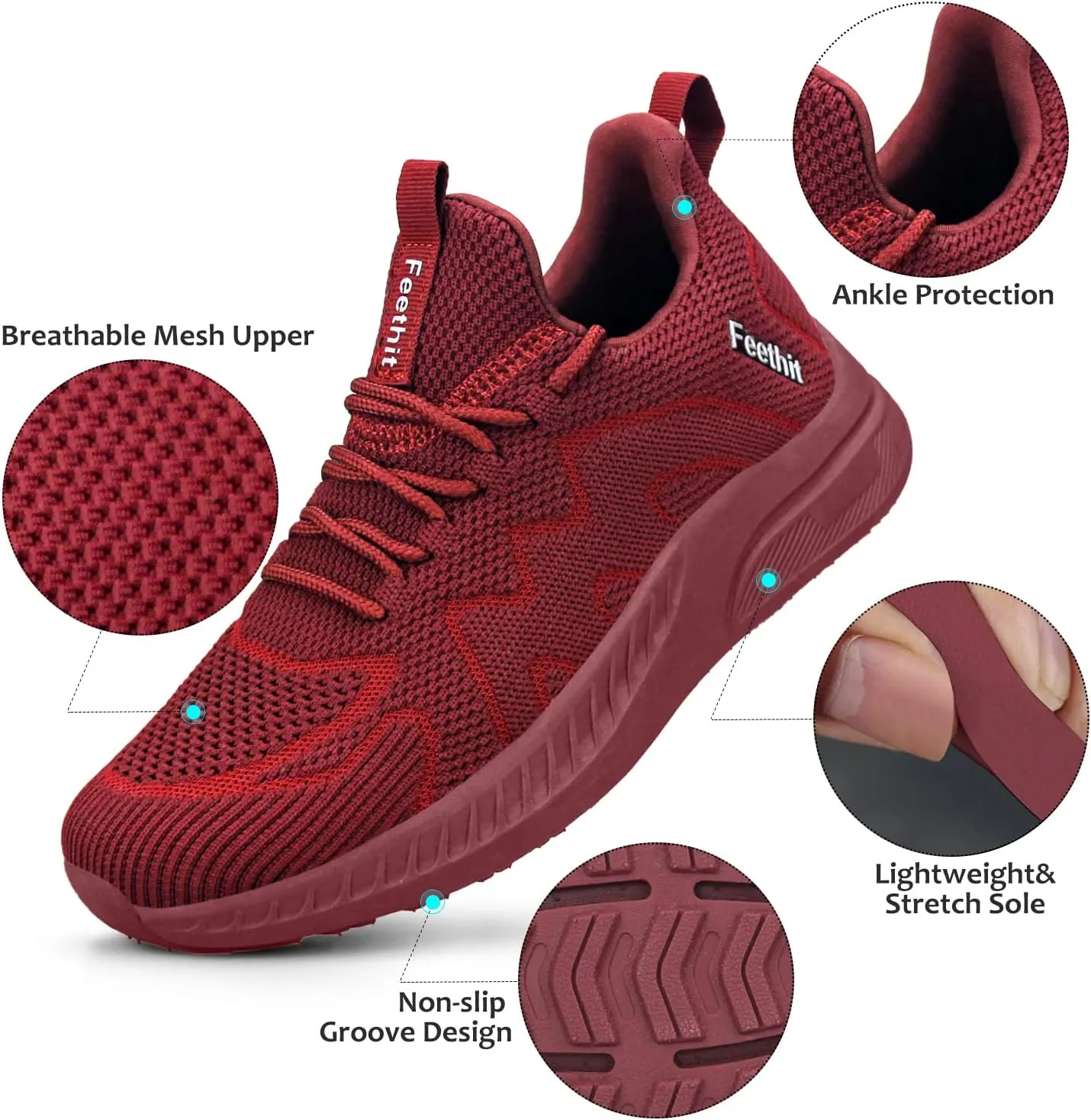 Feethit Women's Running Shoes Lightweight Breathable Walking Sneakers Non-Slip Tennis Gym Workout Athletic Shoes