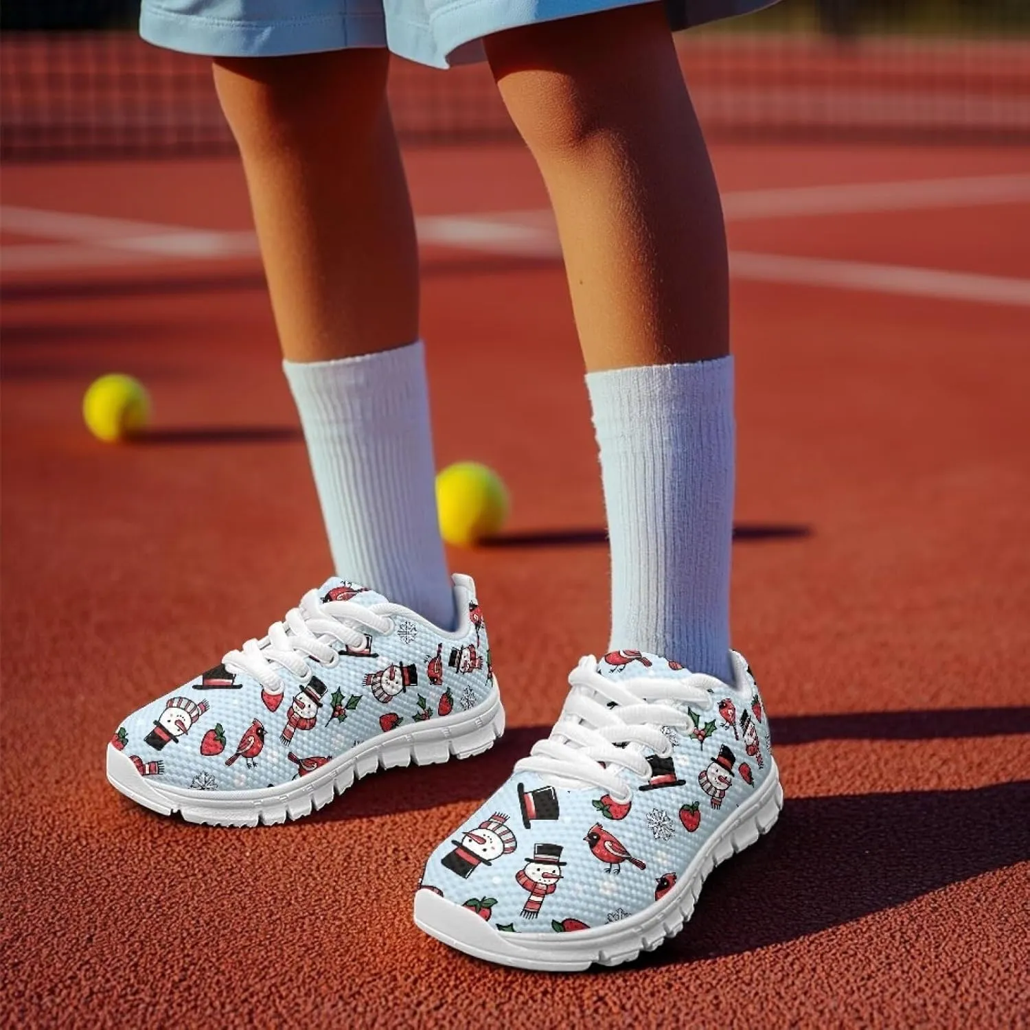 FOR U DESIGNS Kids Athletic Shoes Lace Up Sports Outdoor Sneakers Girls Walking Shoes Mesh Breathable Boys Running Tennis Shoes