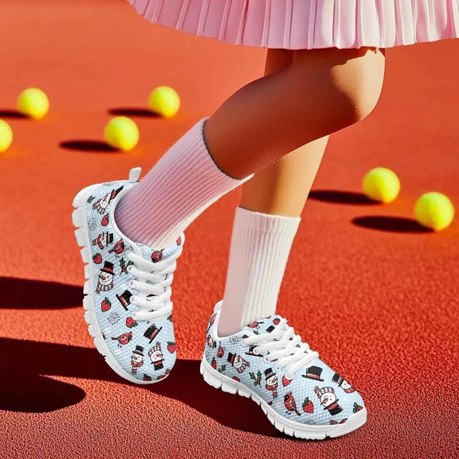 FOR U DESIGNS Kids Athletic Shoes Lace Up Sports Outdoor Sneakers Girls Walking Shoes Mesh Breathable Boys Running Tennis Shoes