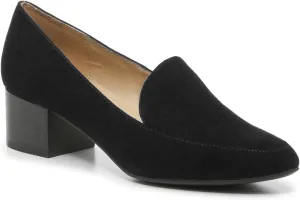 FOWT Women Suede Leather Slip On Side V Cut Loafers Almond Toe Mid Chunky Heel Pumps Casual Comfy Non-Slip Office Party Dress Ladies Shoes US Size 4-16
