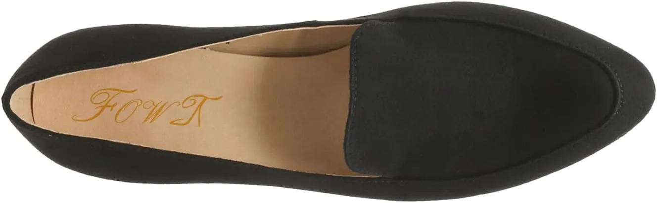 FOWT Women Suede Leather Slip On Side V Cut Loafers Almond Toe Mid Chunky Heel Pumps Casual Comfy Non-Slip Office Party Dress Ladies Shoes US Size 4-16