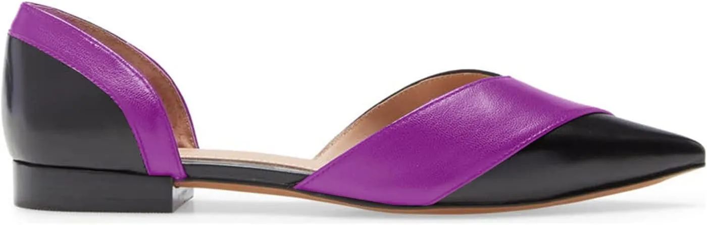 FOWT Women’s D'Orsay Ballet Flat Pointed Toe Side V Cut Low Heels Multicoloured Loafers Slip On Lightweight Driving Styles Shoes Casual Easy Work Daily Size 4-16 US