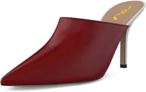 FSJ Women Dressy Thin High Heel Slide Sandals Pointed Toe Mules Slip on Loafers Stiletto Pumps Shoes Size 4-15 US